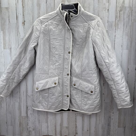Women's Barbour Calvary Polarquilt Utility Jacket Light Gray Size 16 Outdoors - Picture 1 of 12